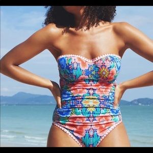 Fig leaves floral one piece swimsuit.